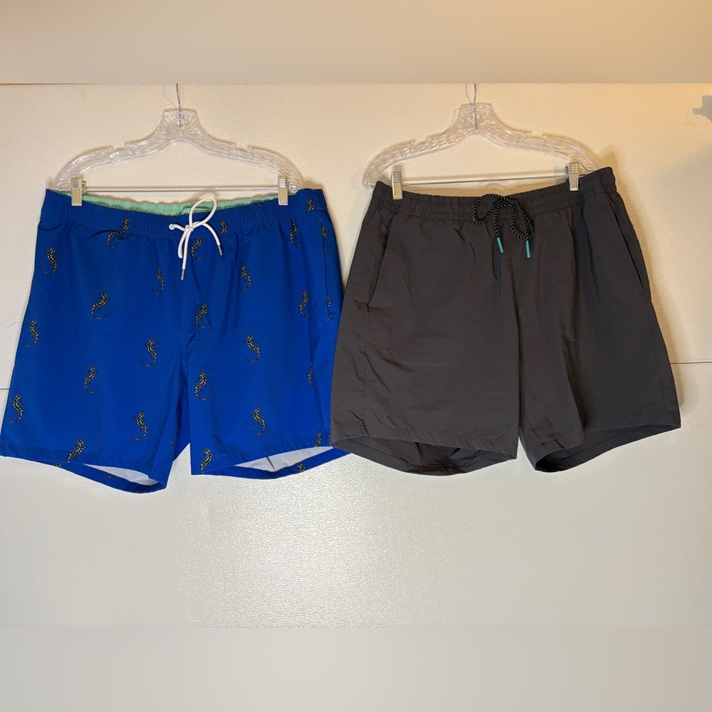Bonobos‎ Blue Patterned and Gray Men's Swim Shorts. 2pr